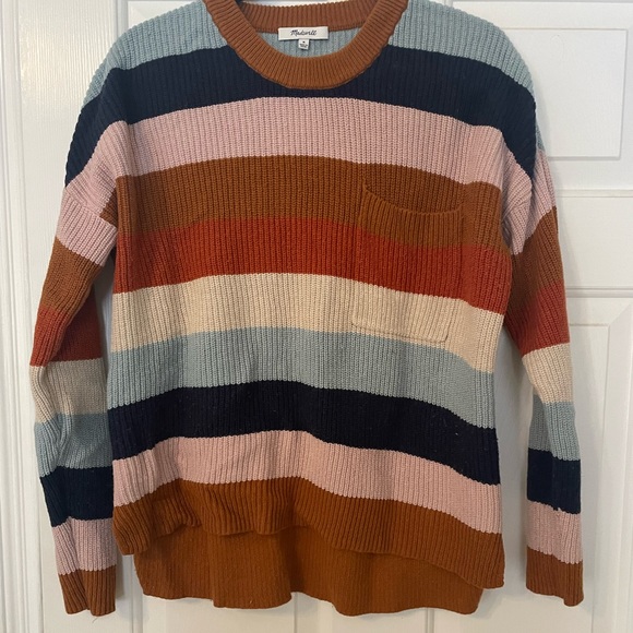 Madewell Thompson Pocket Pullover Sweater in Rainbow Stripe - Picture 7 of 9